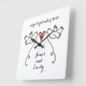 Gepersonaliseerde witte doven bruiloft Gift Acrylo Vierkante Klok (Hoek)