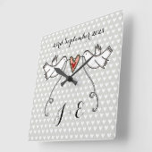 Gepersonaliseerde witte doven bruiloft Gift Acrylo Vierkante Klok (Hoek)