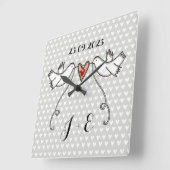 Gepersonaliseerde witte doves weddenschap Gift Acr Vierkante Klok (Hoek)