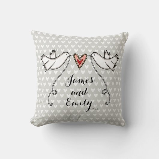 Gepersonaliseerde witte doves Weddenschap Gift Cus Kussen (Voorkant)