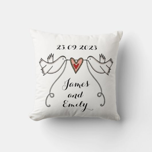 Gepersonaliseerde witte doves Weddenschap Gift Cus Kussen (Voorkant)