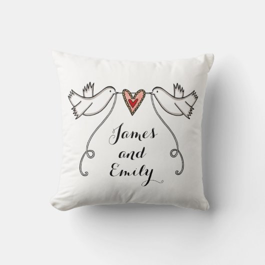 Gepersonaliseerde witte doves Weddenschap Gift Cus Kussen (Voorkant)
