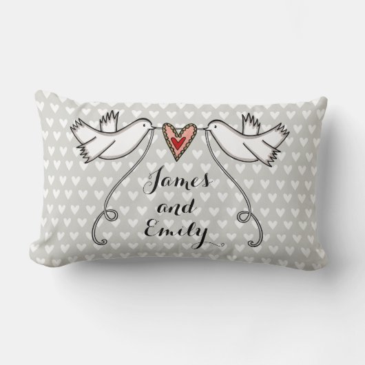 Gepersonaliseerde witte doves Weddenschap Gift Cus Kussen (Voorkant)