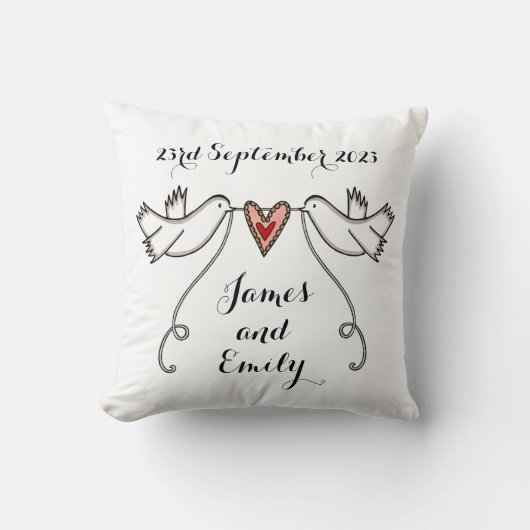 Gepersonaliseerde witte doves Weddenschap Gift Cus Kussen (Voorkant)