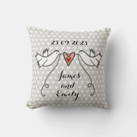 Gepersonaliseerde witte doves Weddenschap Gift Cus Kussen (Voorkant)