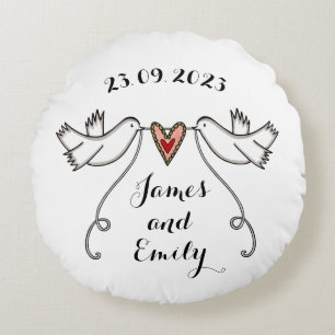 Gepersonaliseerde witte doves Weddenschap Gift Cus Rond Kussen