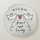 Gepersonaliseerde witte doves Weddenschap Gift Cus Rond Kussen (Voorkant)