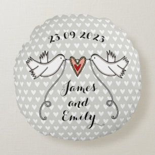 Gepersonaliseerde witte doves Weddenschap Gift Cus Rond Kussen