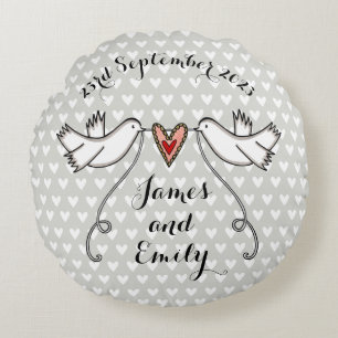 Gepersonaliseerde witte doves Weddenschap Gift Cus Rond Kussen