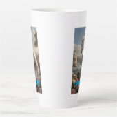 Gepersonaliseerde Witte Eenhoorn Bloemstroom Latte Mok (Voorkant)