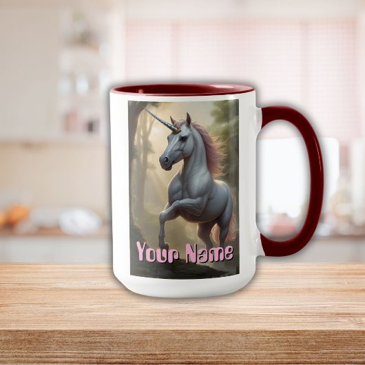 Gepersonaliseerde witte eenhoorn in het bos mok