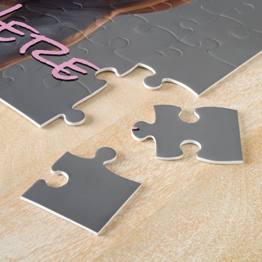 Gepersonaliseerde witte eenhoorn met roze manen legpuzzel (Zijkant)