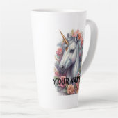 Gepersonaliseerde witte eenhoorn portret latte mok (Rechterhoek)