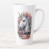 Gepersonaliseerde witte eenhoorn portret latte mok (Rechts)