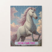 Gepersonaliseerde witte eenhoornwolken legpuzzel (Verticaal)
