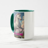 Gepersonaliseerde witte eenhoornwolken mok (Voorkant links)