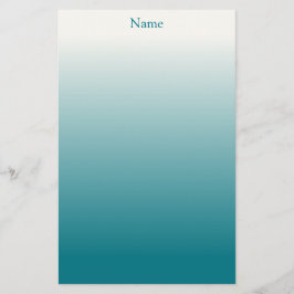Gepersonaliseerde witte en Blauwgroen Ombre Briefpapier