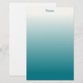 Gepersonaliseerde witte en Blauwgroen Ombre Briefpapier (Voorkant / Achterkant)