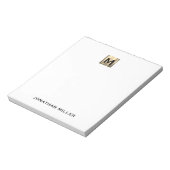 Gepersonaliseerde witte en goudmonogram notitieblok (Linkerzijde)