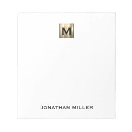 Gepersonaliseerde witte en goudmonogram notitieblok