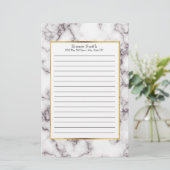Gepersonaliseerde witte en grijze marmer briefpapier (Staand voorkant)