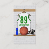 Gepersonaliseerde witte en groene Basketball Jerse Visitekaartje (Achterkant)