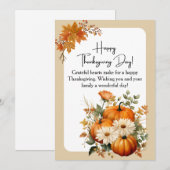 Gepersonaliseerde Witte en Oranje Bloemen Thanksgi Feestdagenkaart (Voorkant / Achterkant)