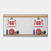 Gepersonaliseerde witte en rode Basketball Jersey Bureaumat (Voorkant)