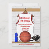 Gepersonaliseerde witte en rode Basketball Jersey Kaart (Achterkant)