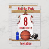 Gepersonaliseerde witte en rode Basketball Jersey Kaart (Voorkant / Achterkant)