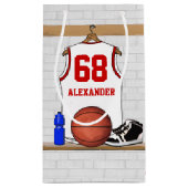 Gepersonaliseerde witte en rode Basketball Jersey Klein Cadeauzakje (Achterkant)