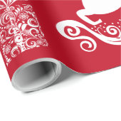 Gepersonaliseerde  witte en rode kerstverpakking cadeaupapier (Rol Hoek)