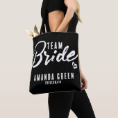 Gepersonaliseerde witte en zwarte bridesmaïden tot tote bag (Dichtbij)