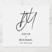 Gepersonaliseerde witte en zwarte bruiloft sparkling wijnetiket (Enkel label)