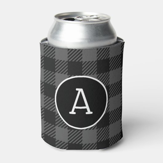 Gepersonaliseerde witte en zwarte buffel check mon blikjeskoeler (Blikje Voorkant)