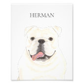 Gepersonaliseerde witte Engelse Bulldog Art Print Foto Afdruk (Voorkant)