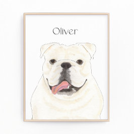 Gepersonaliseerde witte Engelse Bulldog Art Print Foto Afdruk