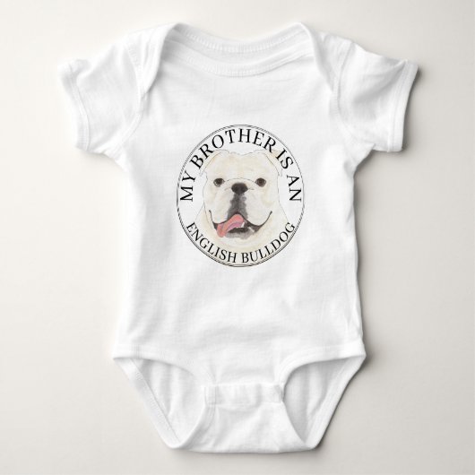Gepersonaliseerde witte Engelse Bulldog Romper (Voorkant)