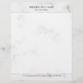 Gepersonaliseerde witte faux marmer Zilver Accent Briefhoofd (Voorkant)