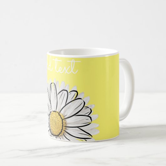 Gepersonaliseerde Witte & Gele Daisy Coffee Mok (Voorkant rechts)
