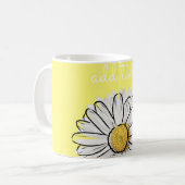 Gepersonaliseerde Witte & Gele Daisy Coffee Mok (Voorkant links)