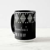 Gepersonaliseerde witte geometrische driehoeken mok (Voorkant links)