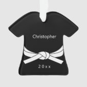 Gepersonaliseerde witte gordel Karate Ornament (voorkant)