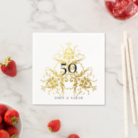 Gepersonaliseerde witte & gouden damast 50e Jubile