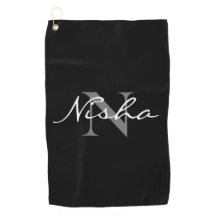 Gepersonaliseerde witte grijze monogram naam zwart