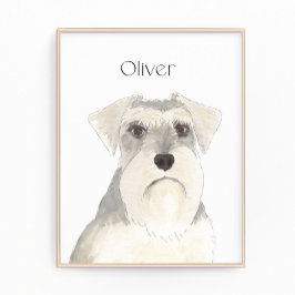 Gepersonaliseerde witte & grijze Schnauzer Art Foto Afdruk