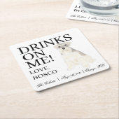 Gepersonaliseerde Witte Grijze Schnauzer Hond brui Kartonnen Onderzetters (Schuin)