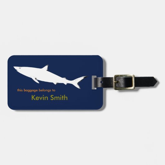 gepersonaliseerde witte haai bagagelabel (Voorkant horizontaal)