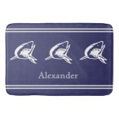 Gepersonaliseerde witte haai op blauwe achtergrond badmat (Voorkant)