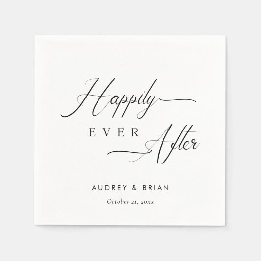 Gepersonaliseerde witte "Happy Ever After" bruilof Servet (Voorkant)